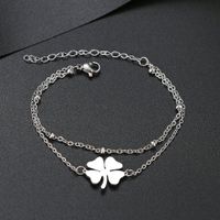Edelstahl Armband mit "Kleeblatt" Anhänger in SILBER