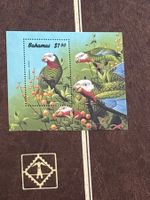 Briefmarkenblock Bahamas 1.50 Dollar Papageien gebraucht