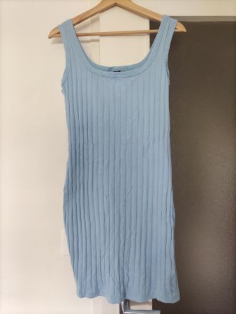 Robe d'été Shein bleu pastel côtelée L (40-42)
