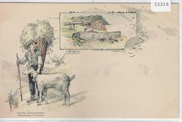 Bergbauerbub mit Ziege - Fritz Reifs - Litho