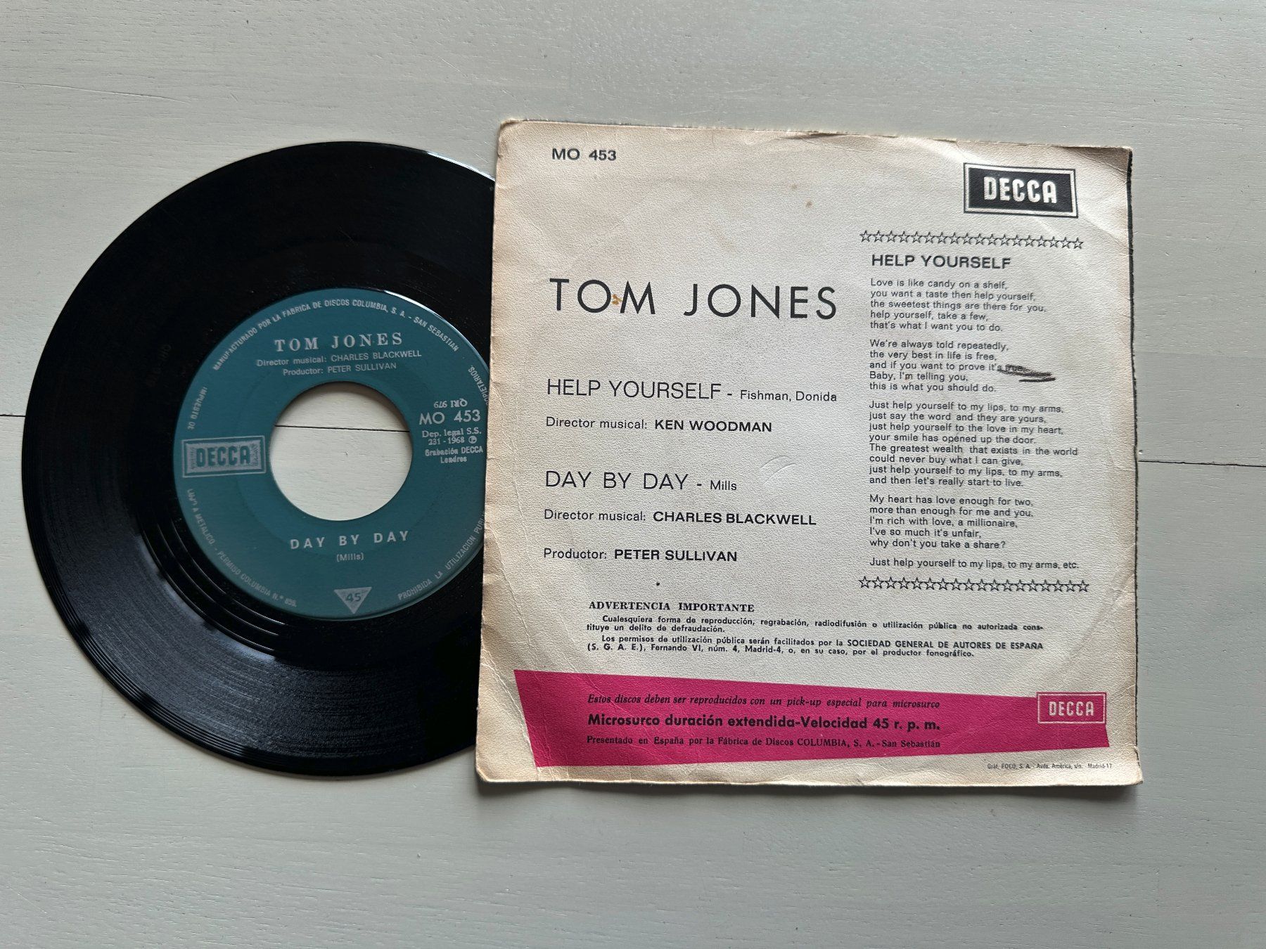 Vinyles: TOM JONES rare Single Kult Help yourself Spanisch differnt – D'occasion à Basel par Partridge 1