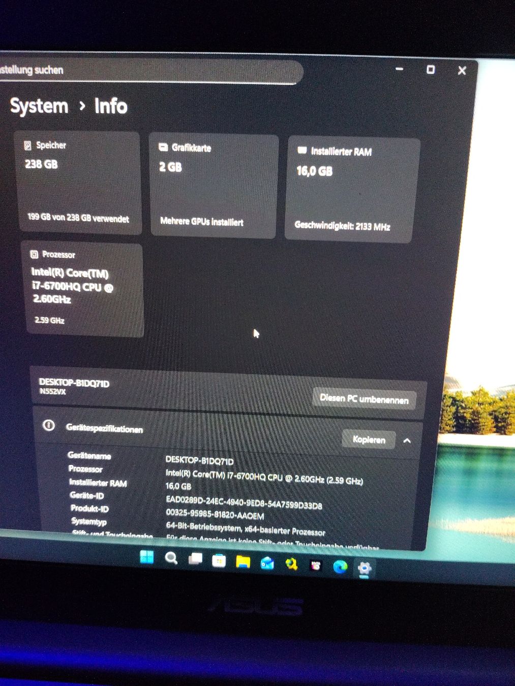 Asus i7 16GB Ram Gforce Grafik Top Zustand (Gebraucht) in Sonvilier für ...