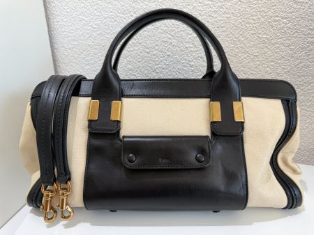 Chloe Alice 2 Color Handtasche Schwarz Beige Leder Riemen