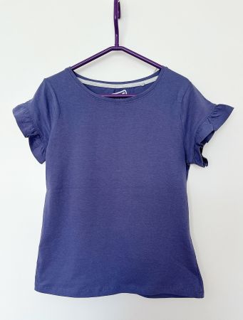 Neu! T-Shirt Mädchen Rüschenärmel Baumwolle Grösse 140