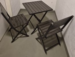 Balkonset Tisch und zwei Stühle klappbar gebraucht