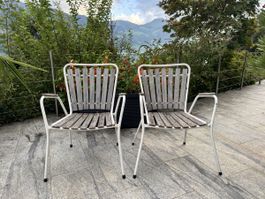 2 Daneline Vintage Gartenstühle 1960er, Dänemark Teak-Metall