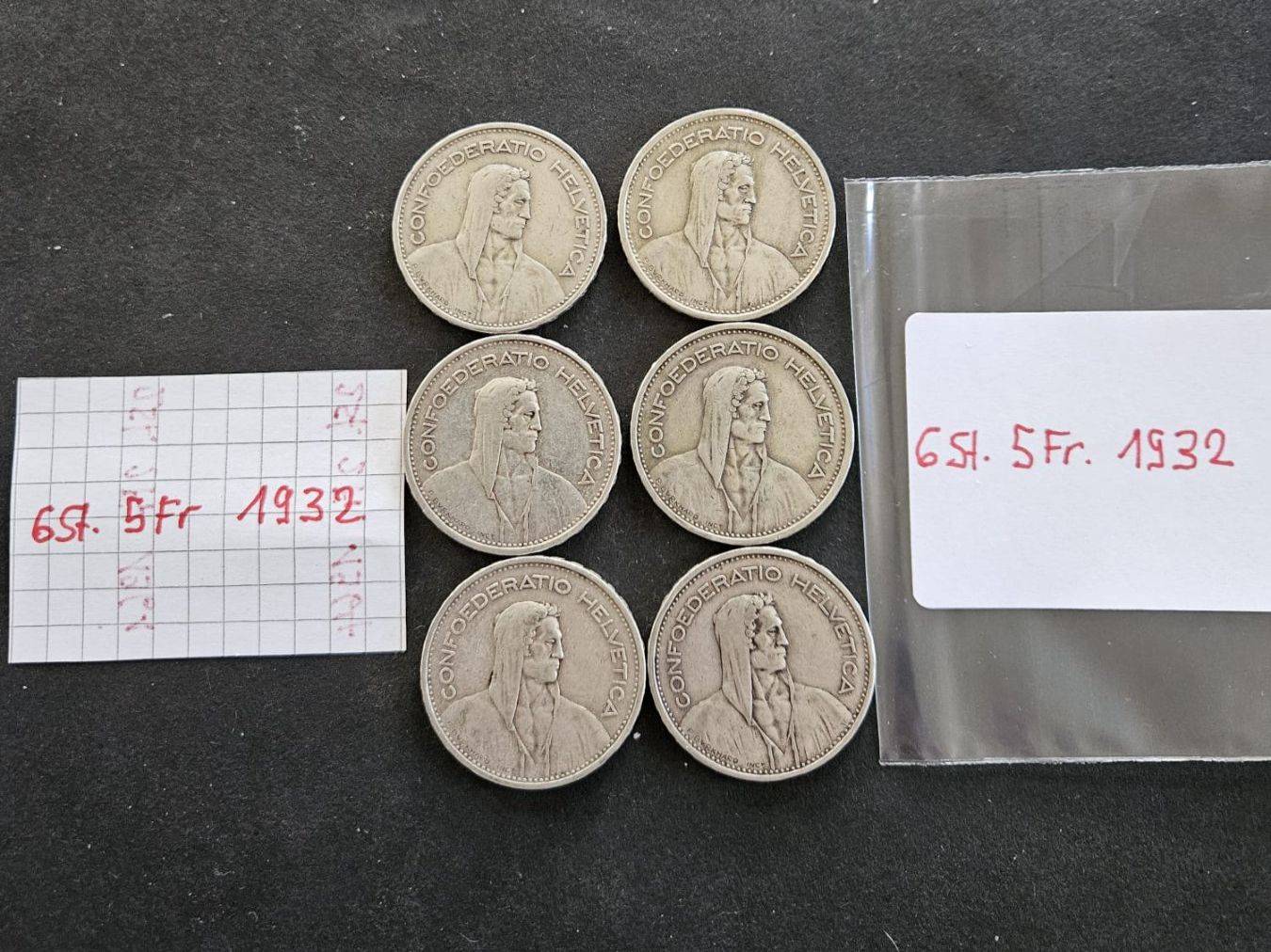 Toutes les monnaies: Sechs Fünfliber Schweiz 1932 – D'occasion à Grächen par Hel7890 1