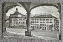 Postkarte / Schwyz Rathaus und Hotel Wysses Rössli - 1959