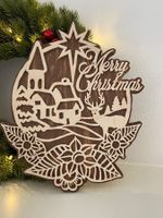 Dekoration Türe aus Holz Weihnachten