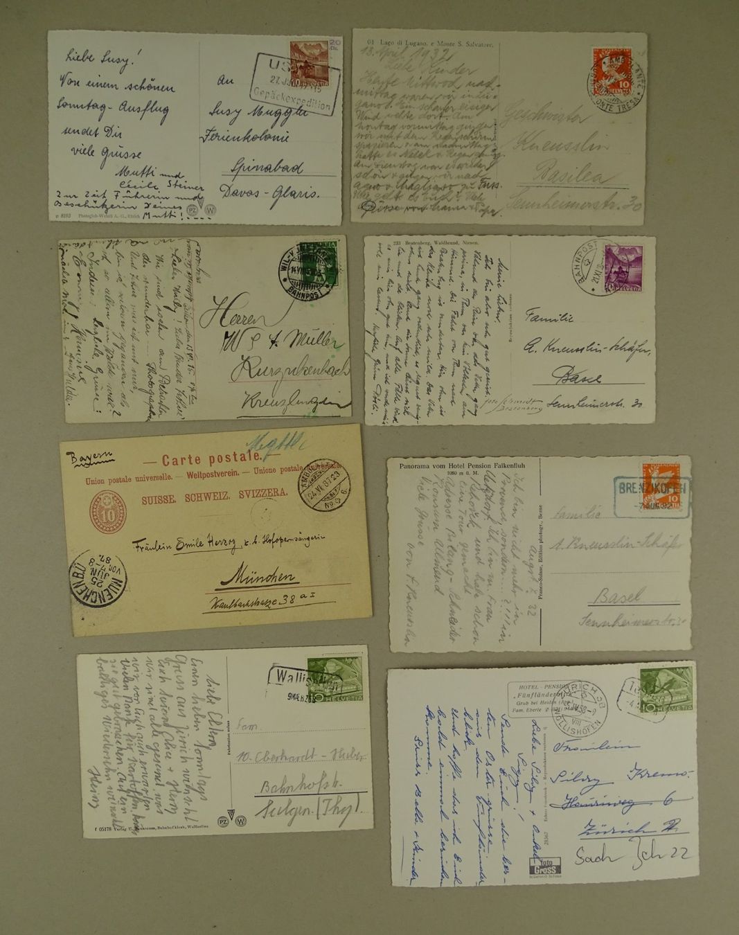 Alle Briefmarken: SCHWEIZ BAHNSTEMPEL, 25 ÄLTERE BRIEFE/KARTEN – Gebraucht aus Grüningen von Kartensammler