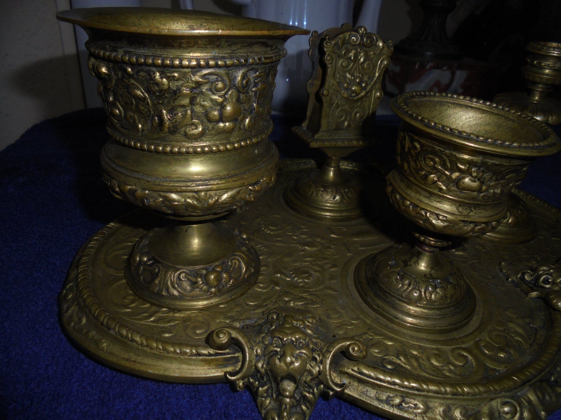 Portacandele: Antikes, grosses Raucherset, Bronze, ca. 1900-20 – Usato da Camorino venduto da Hunpete 2