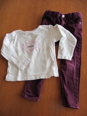 Hose violett Gr. 104, T-Shirt MINI STARS Gr- 104/110