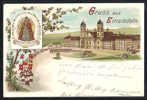 Ansichtskarten: Litho Einsiedeln, Kloster und Gnaden-Mut – Gebraucht aus Berlin von bartko-reher