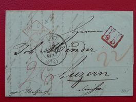 1838. Vorphilat-Brief: "SPRÜNGLIN" FRANKREICH-LUZERN LUXUS!