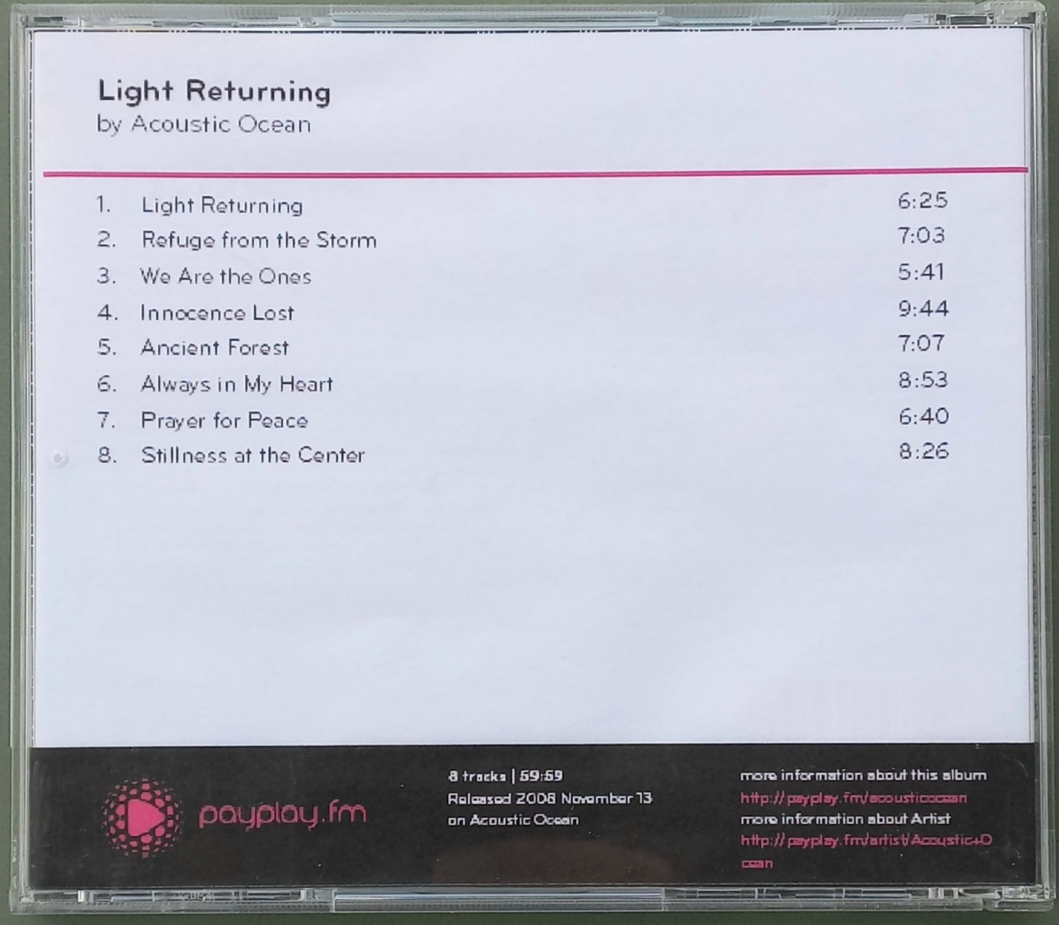 CD: CD - Acustic Ocean - Light returning- Relaxation, Meditation – Usato da Niederuzwil venduto da lubimaja 1