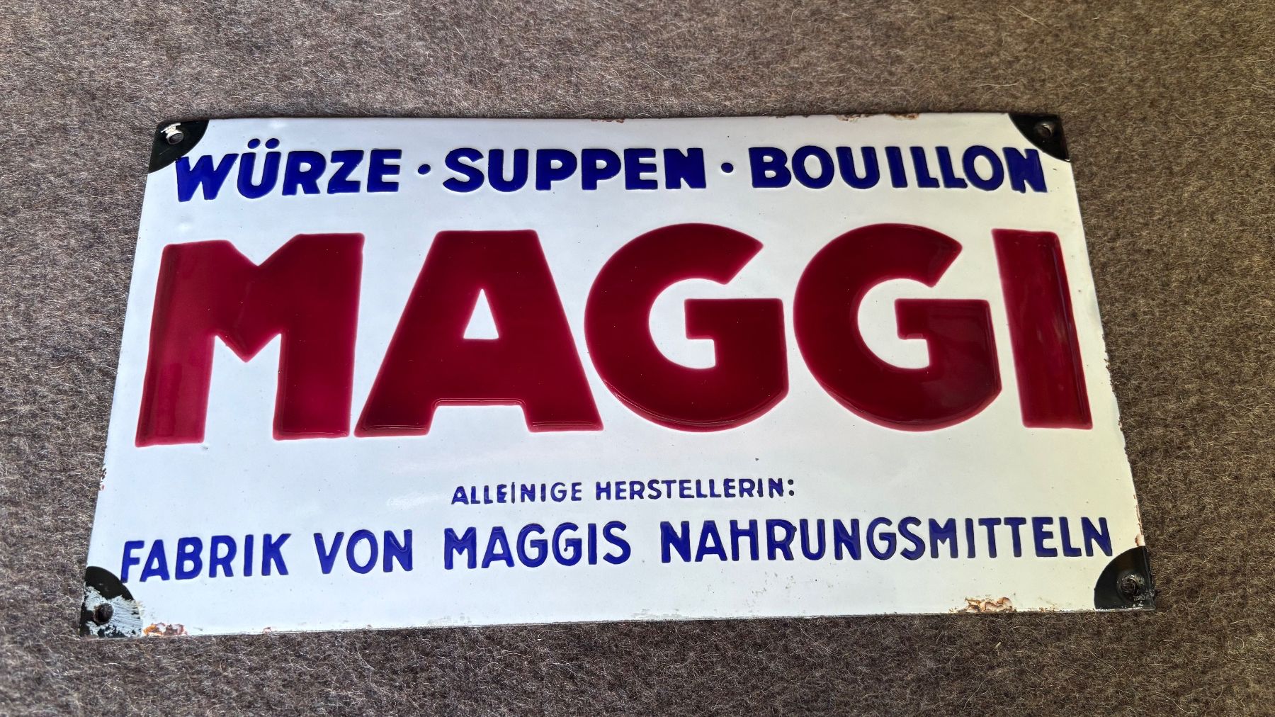 Maggi Insegne: Antikes orinales Email Schild Maggi – Usato da Steinen venduto da fxadm