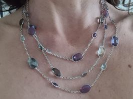 Swarovski Collier silbern mit farbigen Steinen