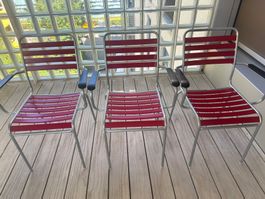 3 Balkon-Garten-Stühle, rot, Schaffner (von Möbel Pfister)