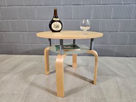 Vintage Coffee-Table Beistelltisch rund mit Glasablage