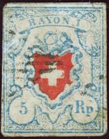 5 Rp. Rayon I, hellblau, seltener Stein U/LO, Befund Eichele