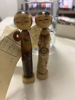 Kokeshi Puppen Set, Handbemalt aus Holz, Japanische Kunst