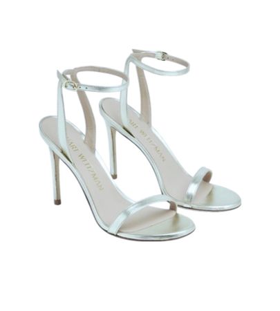 Stuart Weitzman Barelynude 100 Sandals Platinum Silver Heels