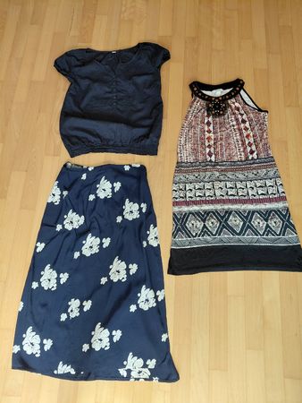 Batik Kleid Tesini Wickel- Rock Boysen blaue Bluse sOliver