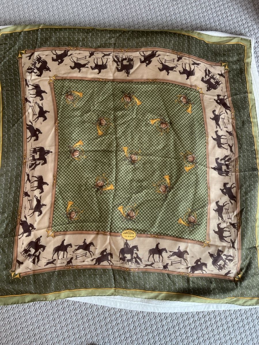Foulard & Sciarpe: Mantero Seidentuch, Jagdmuster, grün – Usato da Solothurn venduto da Bobesch08