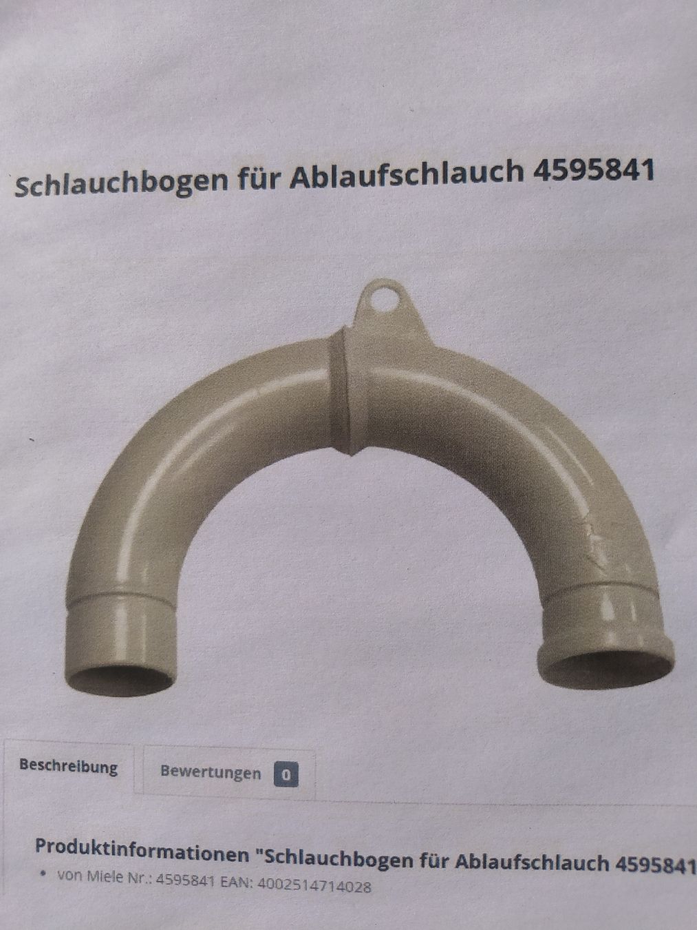 Miele Installations sanitaires: Miele Schlauchbogen – Neuf (Voir description) à Weiningen ZH par Vitanyi