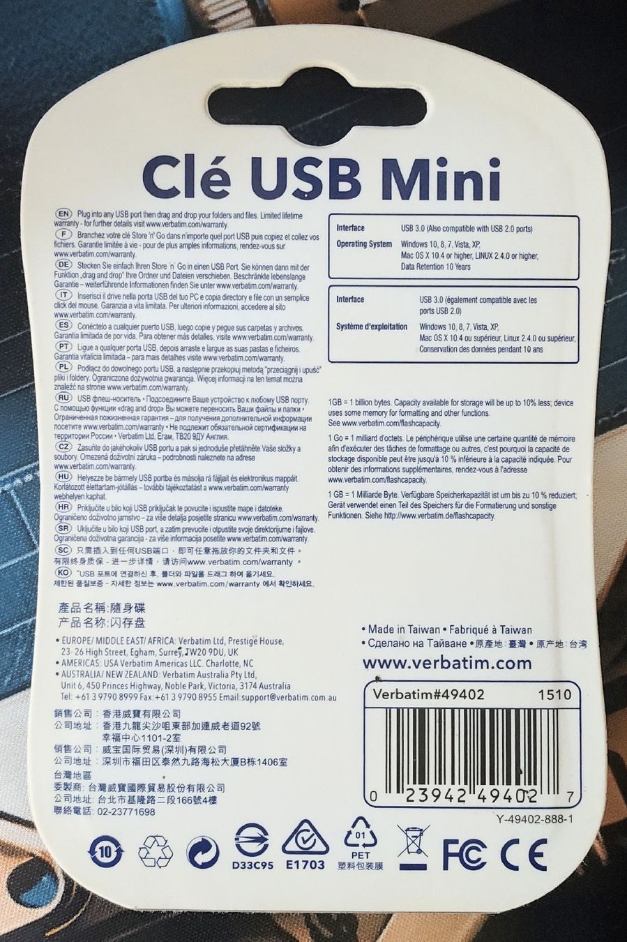 Verbatim Chiavette USB: Verbatim: Mini USB 3.0 Stick mit 64GB - Originalverpackt  – Nuovo e nell'imballaggio originale da Ennetmoos venduto da Faders 1