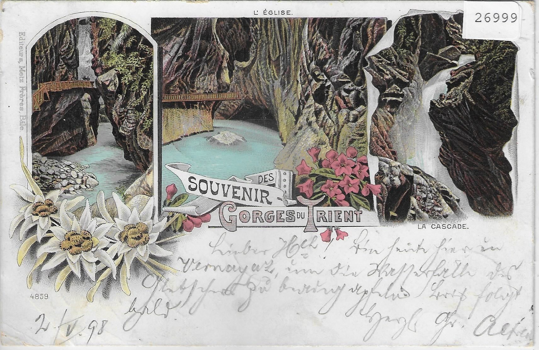 Cartoline postali: Souvenir des Gorges du Trient - Litho – Usato da Ettingen venduto da Kartenplanet