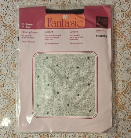 Migros Fantasie Strumpfhose 15den Gr.L Schwarz gepunktet