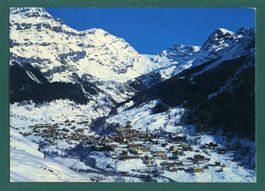 Leukerbad, Gesamtansicht im Winter, 1976, gelaufen