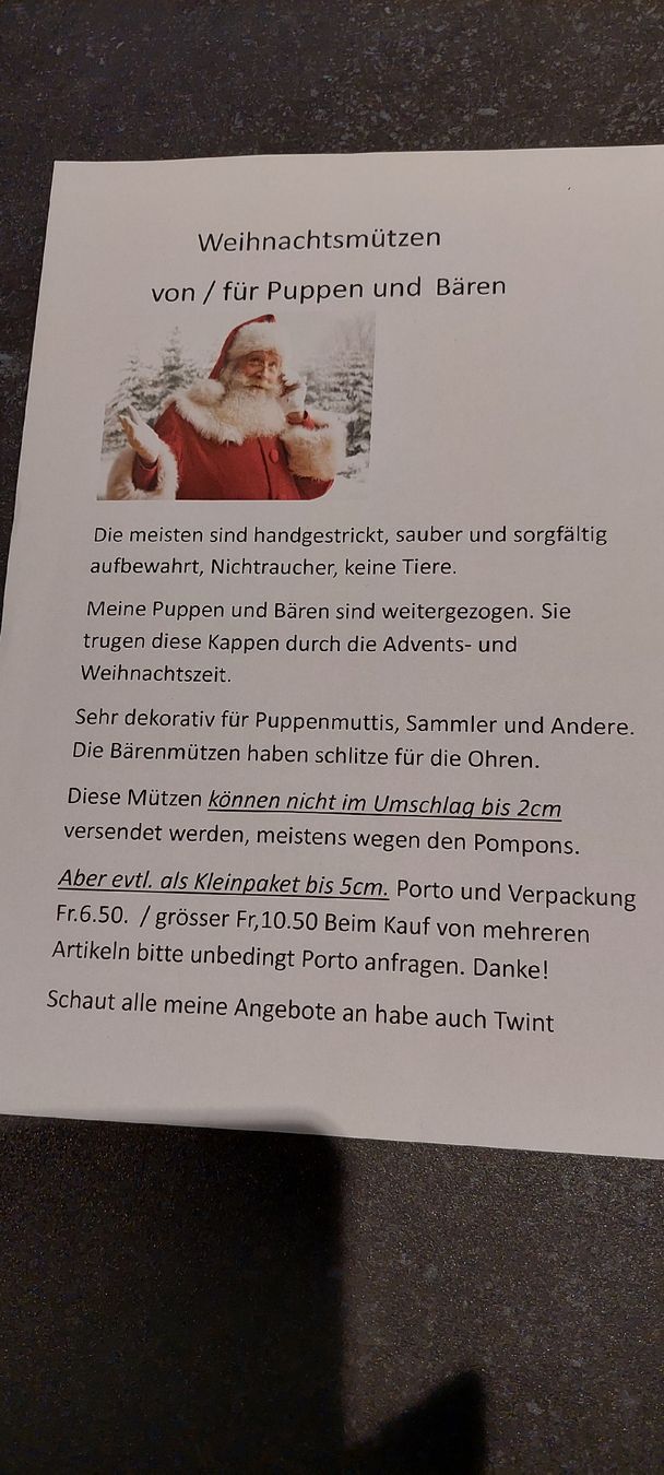 Bambole: Weihnachts Deko Puppenmütze  – Nuovo (secondo la descrizione) da Muri AG venduto da nindo1 6
