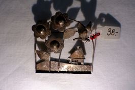 Landschaft/Vogel Silber 925 Brosche/Anstecker - Sterling