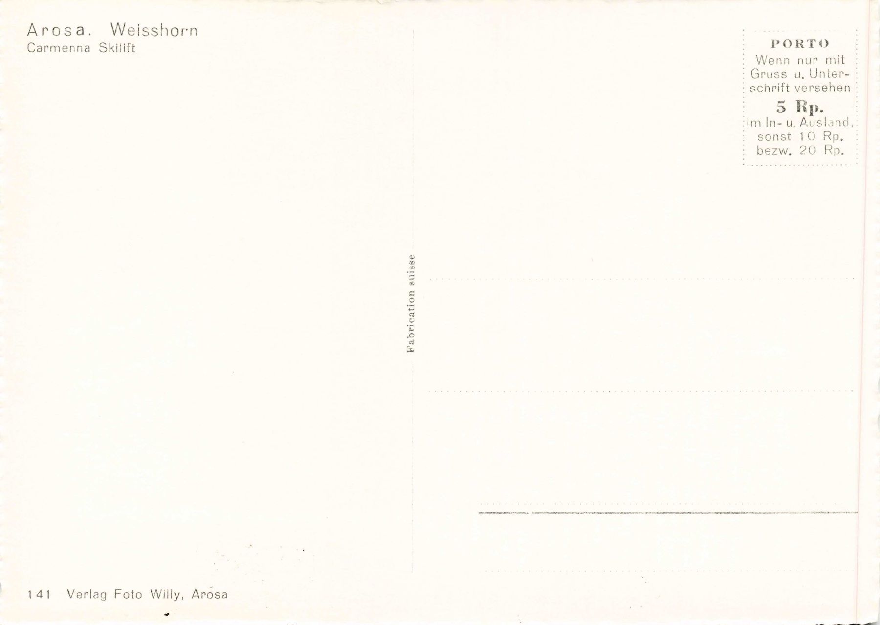 Cartoline postali: Arosa weisshorn G – Usato da Biasca venduto da Blenio71 1