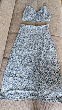 Blue Floral Two-Piece Set - Perfect for Summer! ☀️👗 Viscose
