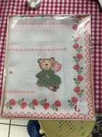 Set de Table à Broder Bébé Ourson Rose