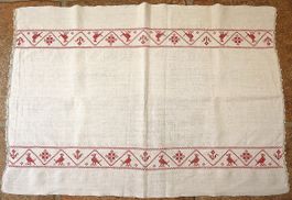 Couverture Nappe brodée antique en lin antike Decke Leinen