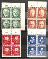 1945 Pro Juventute Alpenblumen Viererblock Satz **