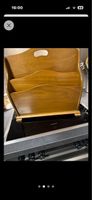 Porte-revues vintage en bois massif, trois compartiments