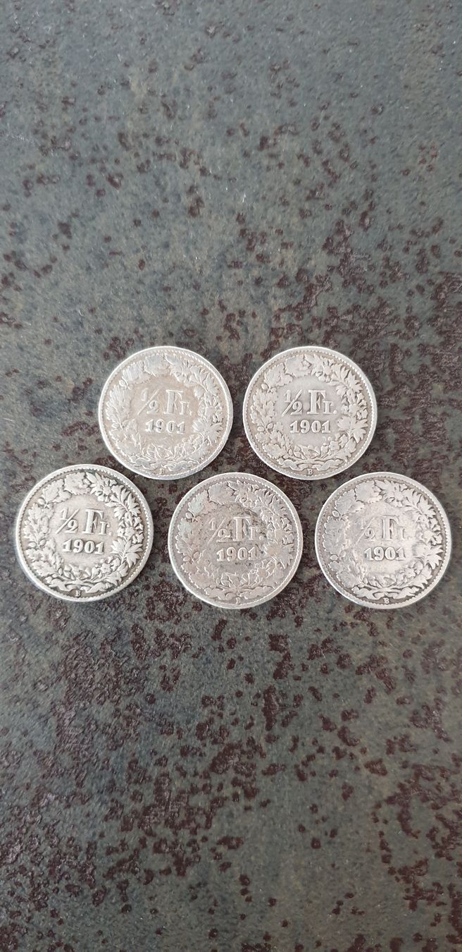 Tutti le monete: 5x  50 Rappen 1901(10) – Usato da Altendorf venduto da chevro06