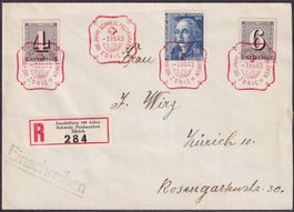 1943, W12+W13 (Blockausschnitte) +J104, rarer Brief ZÜRICH