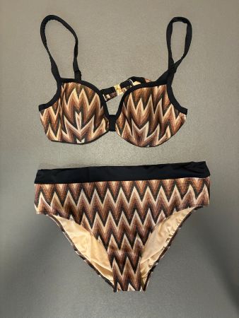 Bikini von Marie Jo Gr. 42 Zickzack Muster Braun Schwarz