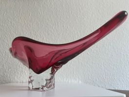 Made in Murano Italy Glaskunst Schale Bordeaux Vintage 50s