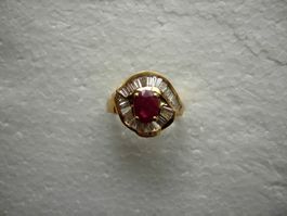 Rubin Diamant Ring-18 K.Gold