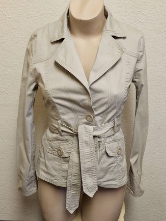 H&M Damen Trenchjacke Beige Gr. 38 Baumwoll-Stretch Übergang