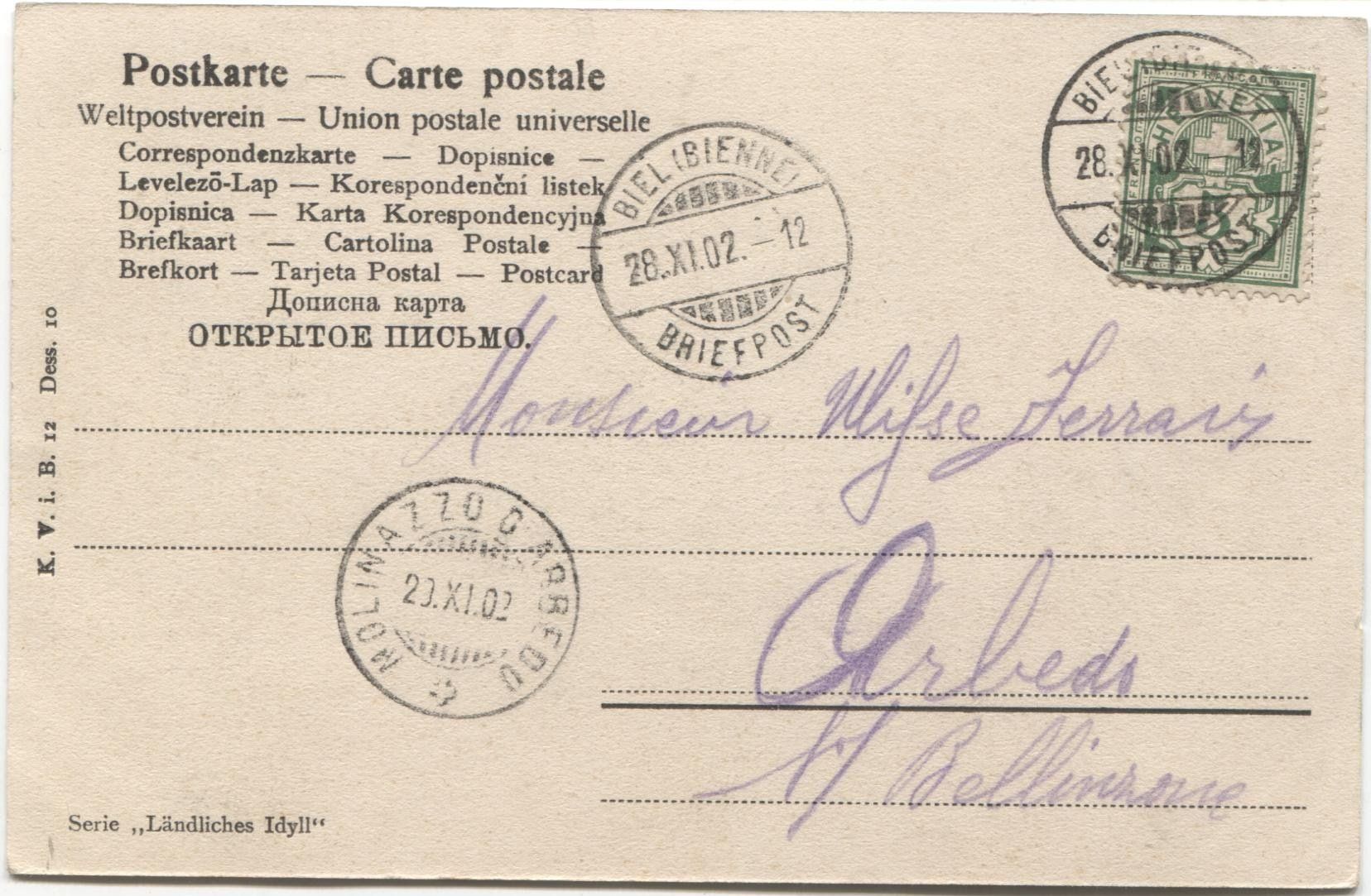 Cartoline postali: LANDWIRTSCHAFT/STROHDACHHAUS 1902 BE? – Usato da Wil SG venduto da Clanx 1