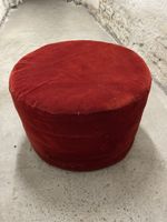 Outdoor Red Round Ottoman Velvet Fabric Used