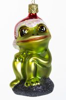 Weihnachtskugel - Glasornament "Frosch mit Santamütze"